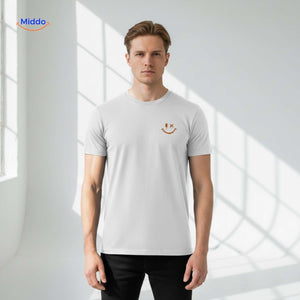 T-shirt van katoen met zonprint op de achterkant, kleur wit