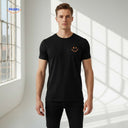 T-shirt van katoen met zonprint op de achterkant, kleur zwart