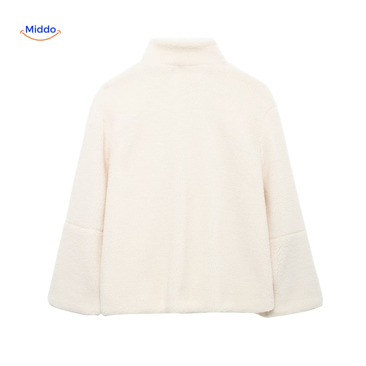 Oversized teddyjas met hoge kraag en twee steekzakken