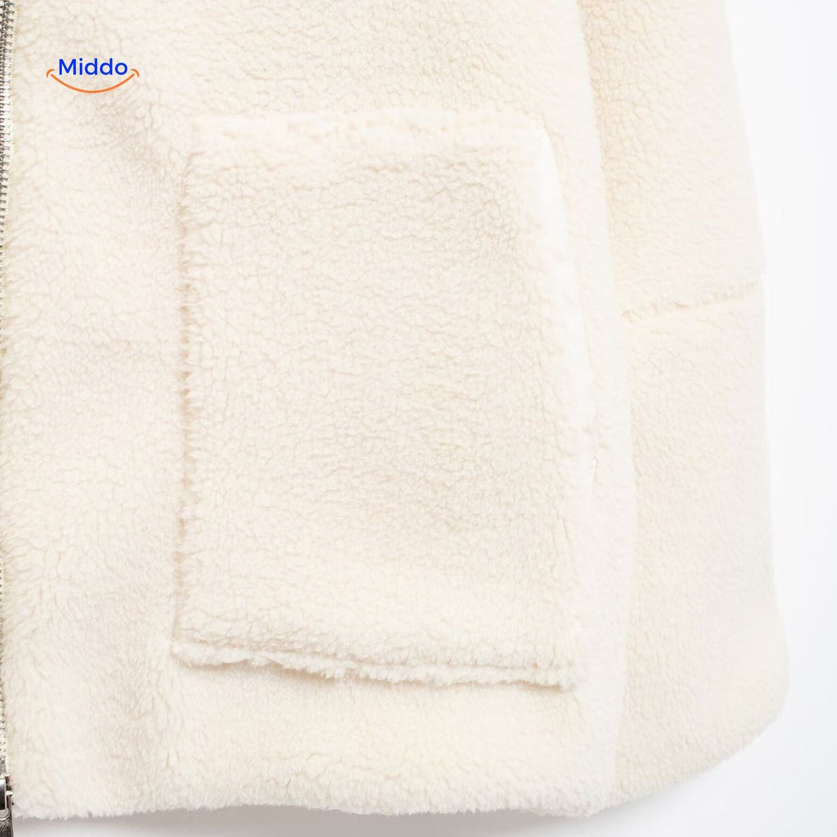 Oversized teddyjas met hoge kraag en twee steekzakken
