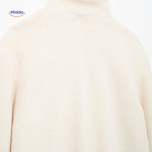 Oversized teddyjas met hoge kraag en twee steekzakken
