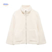 Oversized teddyjas met hoge kraag en twee steekzakken, kleur gebroken wit