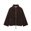 Oversized teddyjas met hoge kraag en twee steekzakken, kleur koffiebruin