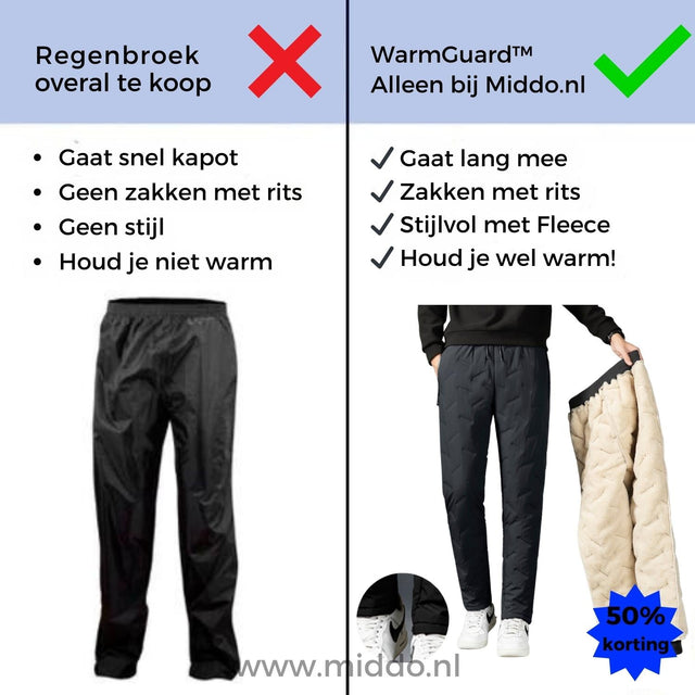 Thermobroek unisex met dikke fleecevoering en ritszakken