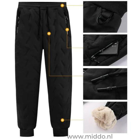 Thermobroek unisex met dikke fleecevoering en ritszakken