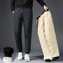 Thermobroek unisex met dikke fleecevoering en ritszakken, kleur grijs (strakke pijpen)