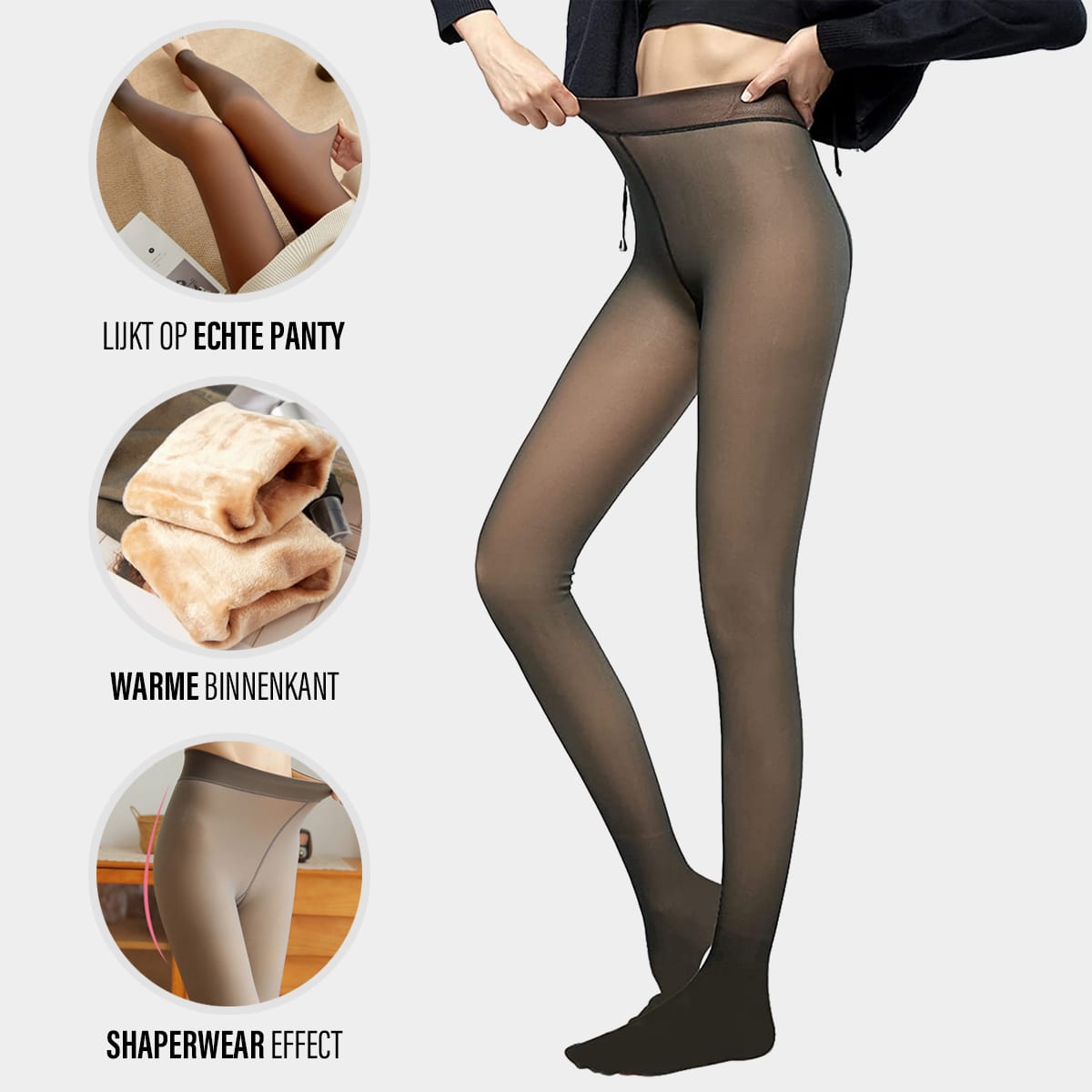Fleece panty met doorschijnende look en warme voering