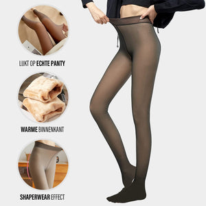 Fleece panty met doorschijnende look en warme voering