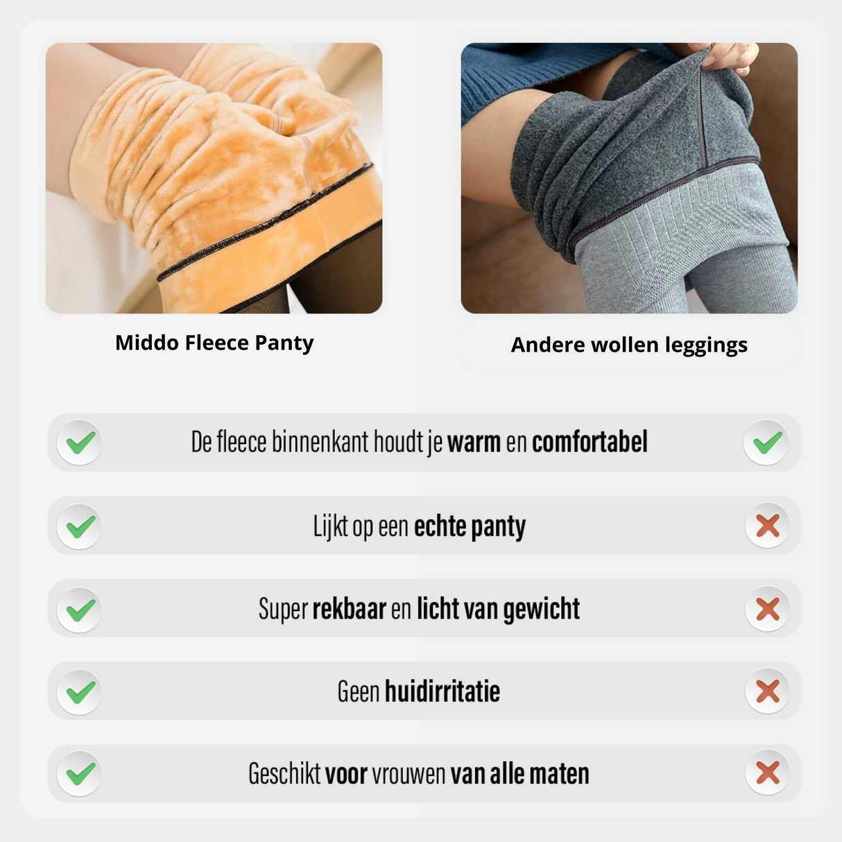 Fleece panty met doorschijnende look en warme voering