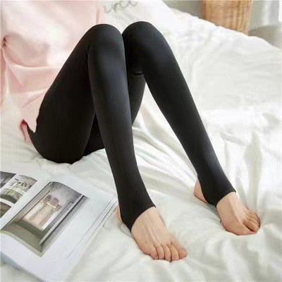 Fleece panty met doorschijnende look en warme voering, kleur halve voet dicht zwart