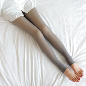 Fleece panty met doorschijnende look en warme voering, kleur halve voet grijs
