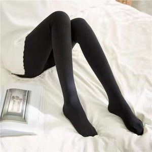 Fleece panty met doorschijnende look en warme voering, kleur met voet dicht zwart