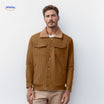 Herenjas met sherpa kraag en voering, met drukknopen, kleur koffie