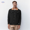 Herenjas met sherpa kraag en voering, met drukknopen, kleur zwart