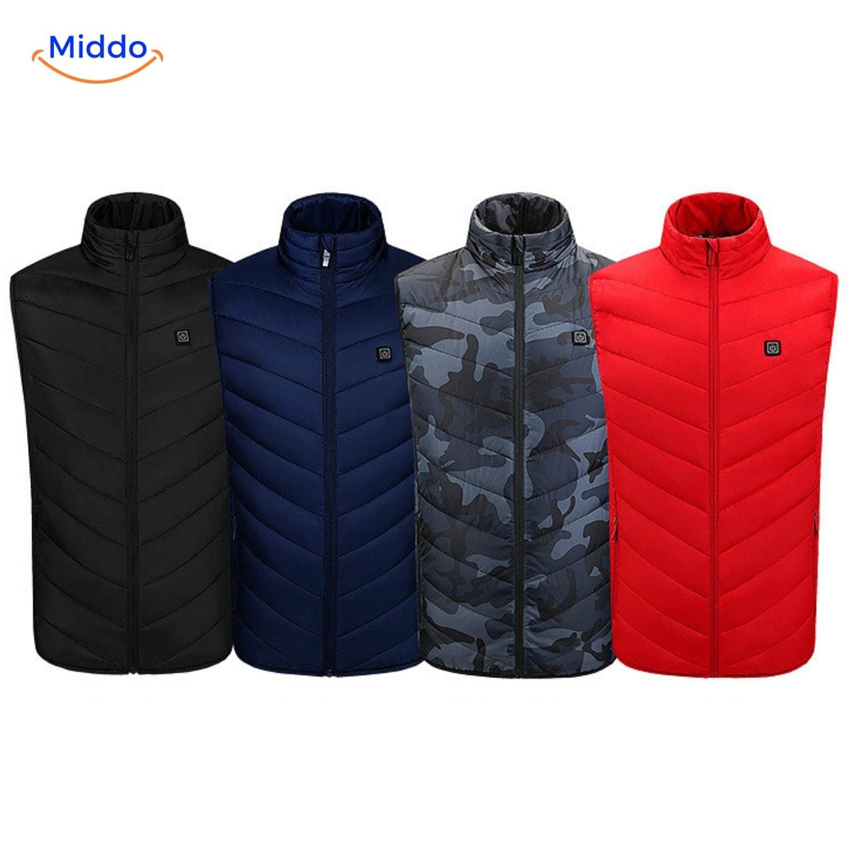 Verwarmde bodywarmer met USB en opstaande kraag