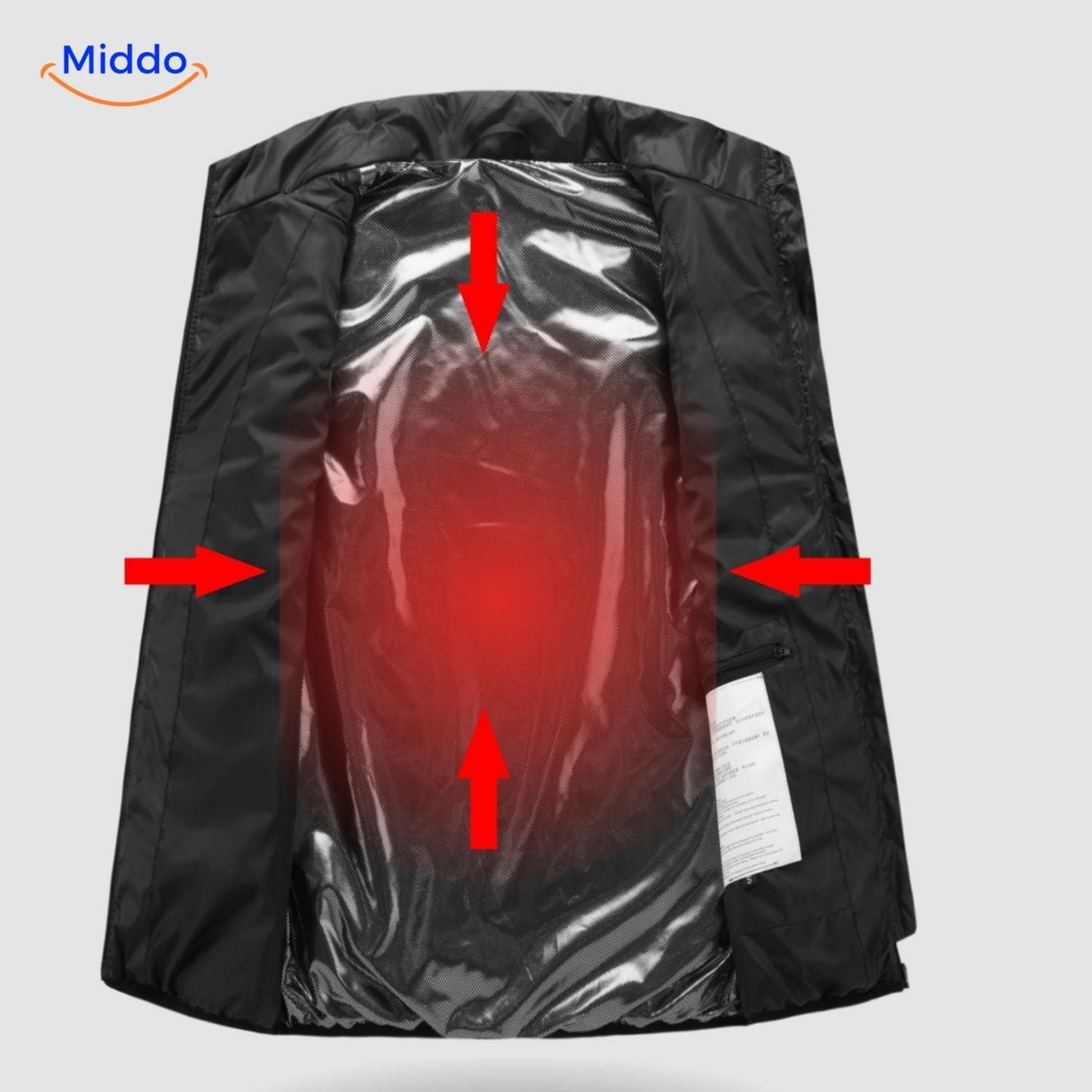 Verwarmde bodywarmer met USB en opstaande kraag