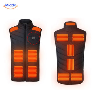 Verwarmde bodywarmer met USB en opstaande kraag, kleur 13 verwarmde zones zwart