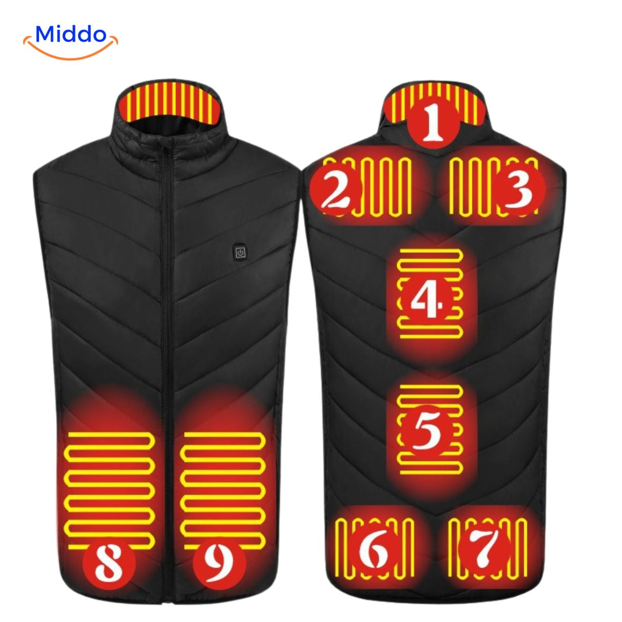 Verwarmde bodywarmer met USB en opstaande kraag