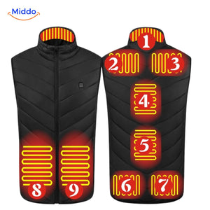 Verwarmde bodywarmer met USB en opstaande kraag