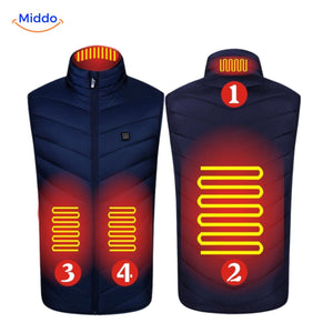 Verwarmde bodywarmer met USB en opstaande kraag