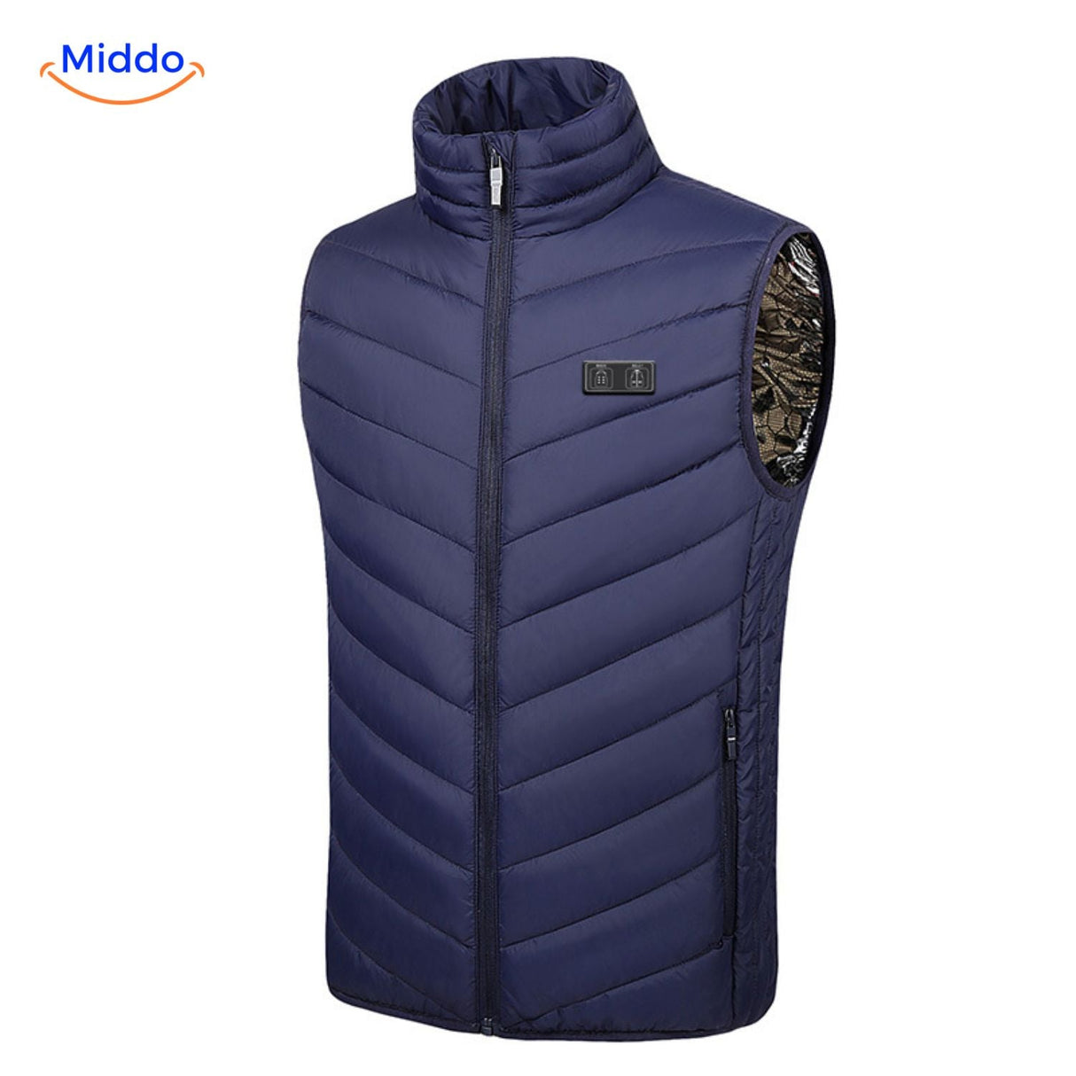 Verwarmde bodywarmer met USB en opstaande kraag, kleur 17 verwarmde zones blauw