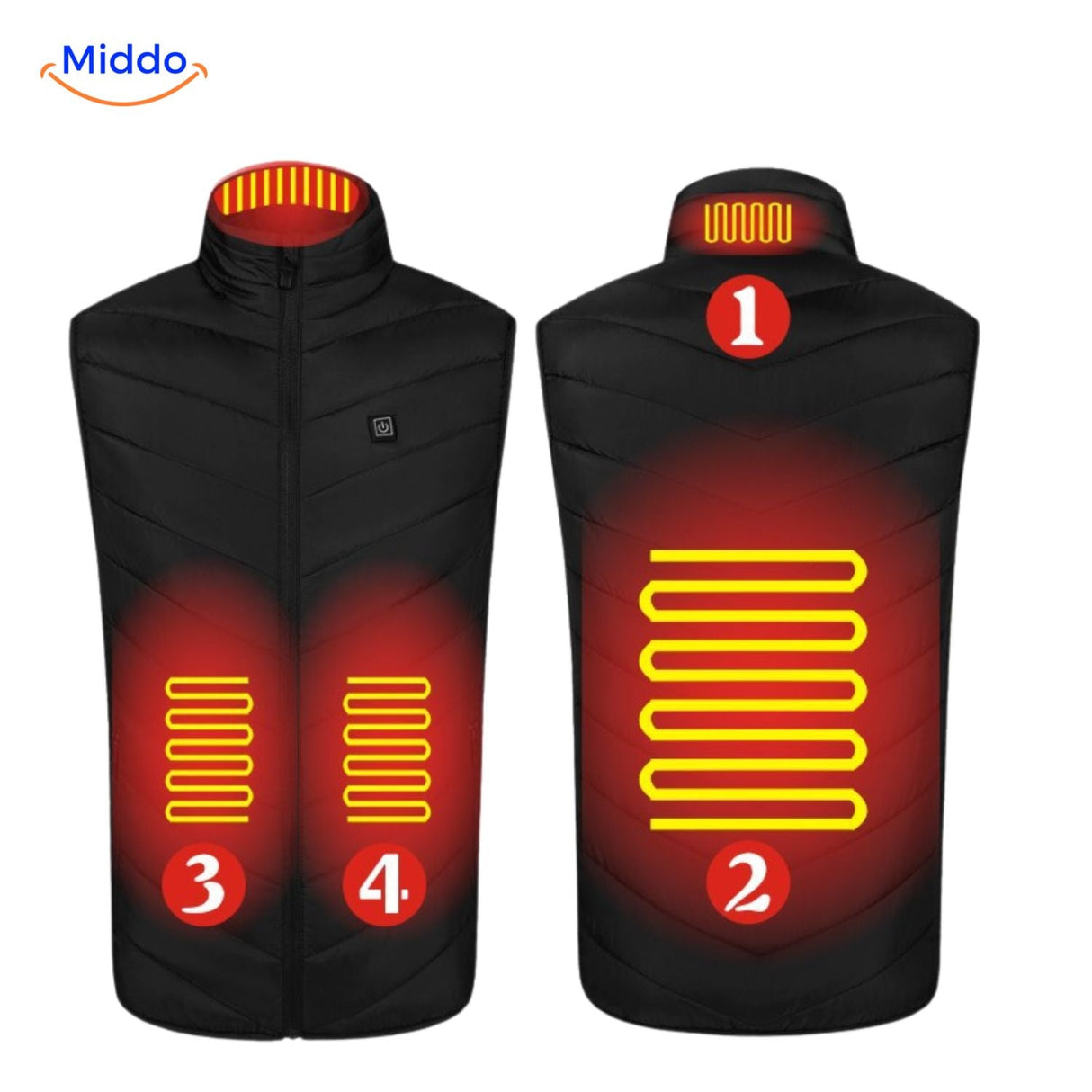 Verwarmde bodywarmer met USB en opstaande kraag