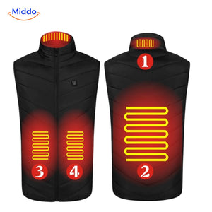 Verwarmde bodywarmer met USB en opstaande kraag