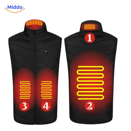 Verwarmde bodywarmer met USB en opstaande kraag