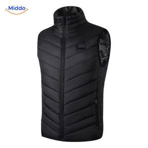 Verwarmde bodywarmer met USB en opstaande kraag