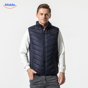 Verwarmde bodywarmer met USB en opstaande kraag, kleur 21 verwarmde zones zwart
