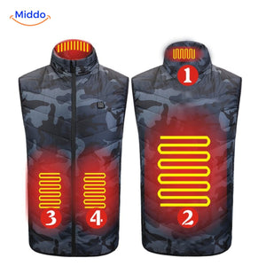 Verwarmde bodywarmer met USB en opstaande kraag