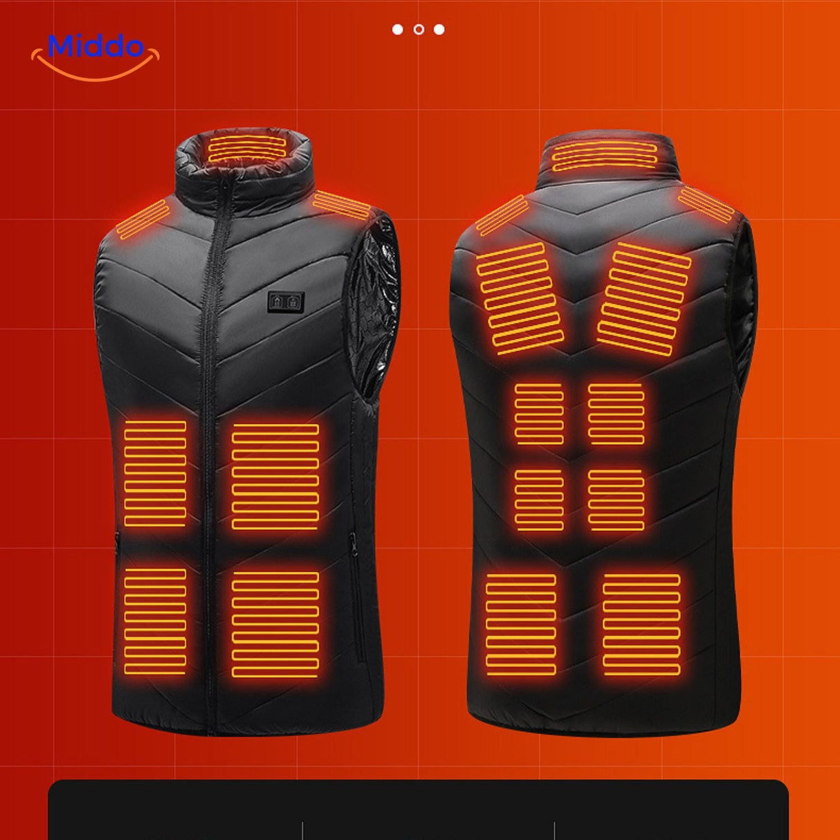 Verwarmde bodywarmer met USB en opstaande kraag