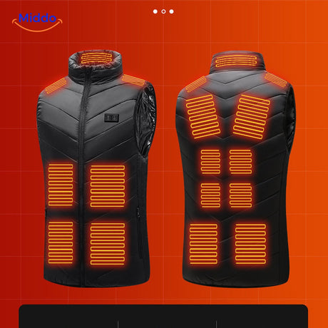 Verwarmde bodywarmer met USB en opstaande kraag