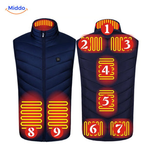 Verwarmde bodywarmer met USB en opstaande kraag