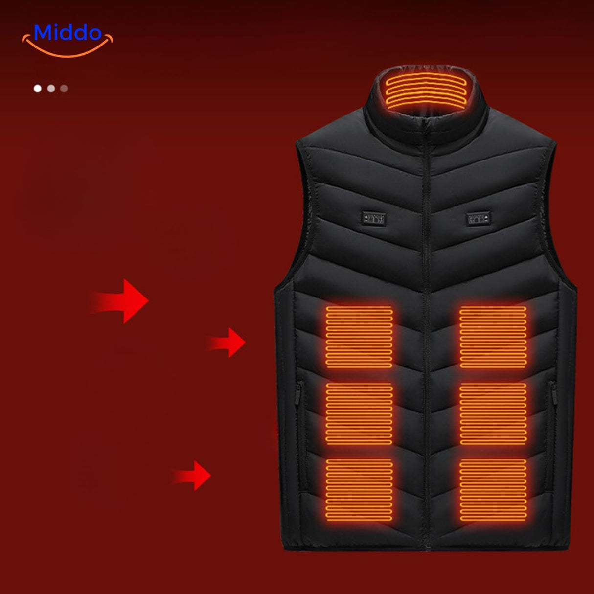 Verwarmde bodywarmer met USB en opstaande kraag