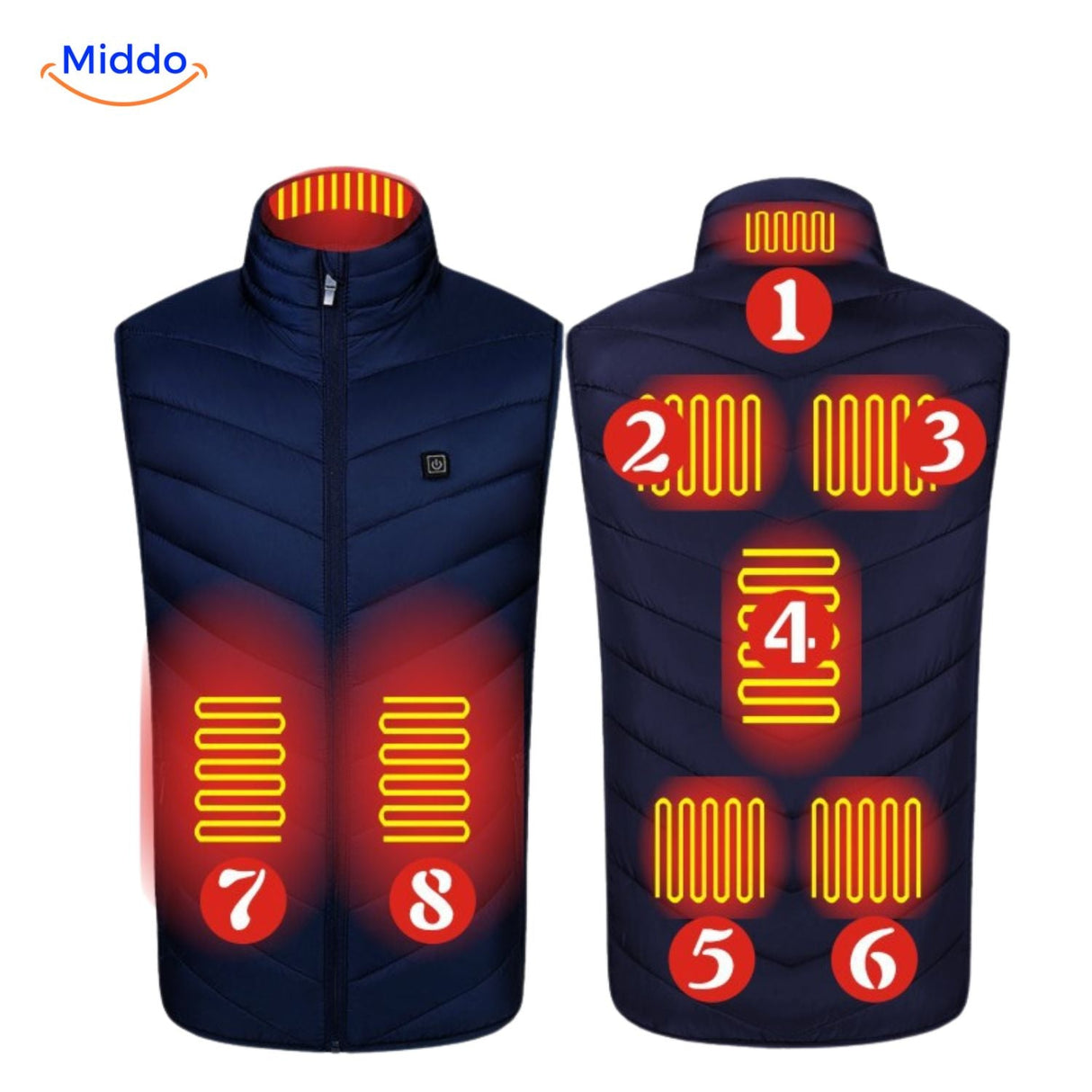 Verwarmde bodywarmer met USB en opstaande kraag