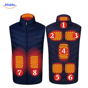 Verwarmde bodywarmer met USB en opstaande kraag