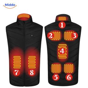 Verwarmde bodywarmer met USB en opstaande kraag