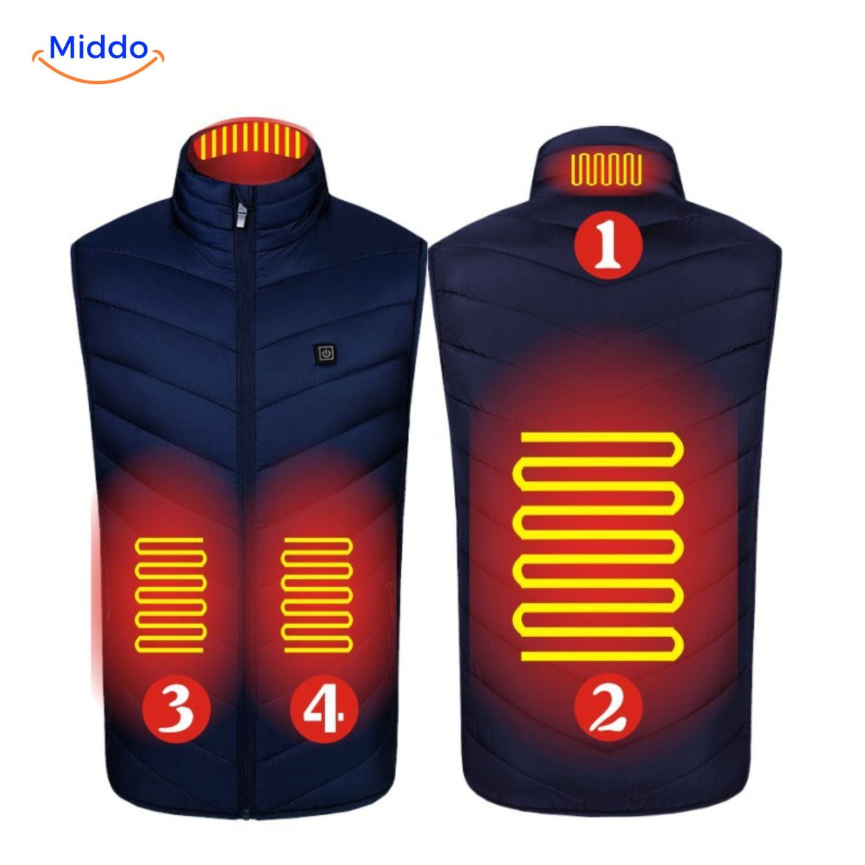 Verwarmde bodywarmer met USB en opstaande kraag, kleur 4 verwarmde zones blauw