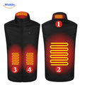 Verwarmde bodywarmer met USB en opstaande kraag, kleur 4 verwarmde zones zwart