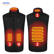 Verwarmde bodywarmer met USB en opstaande kraag, kleur 4 verwarmde zones zwart