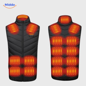Verwarmde bodywarmer met USB en opstaande kraag