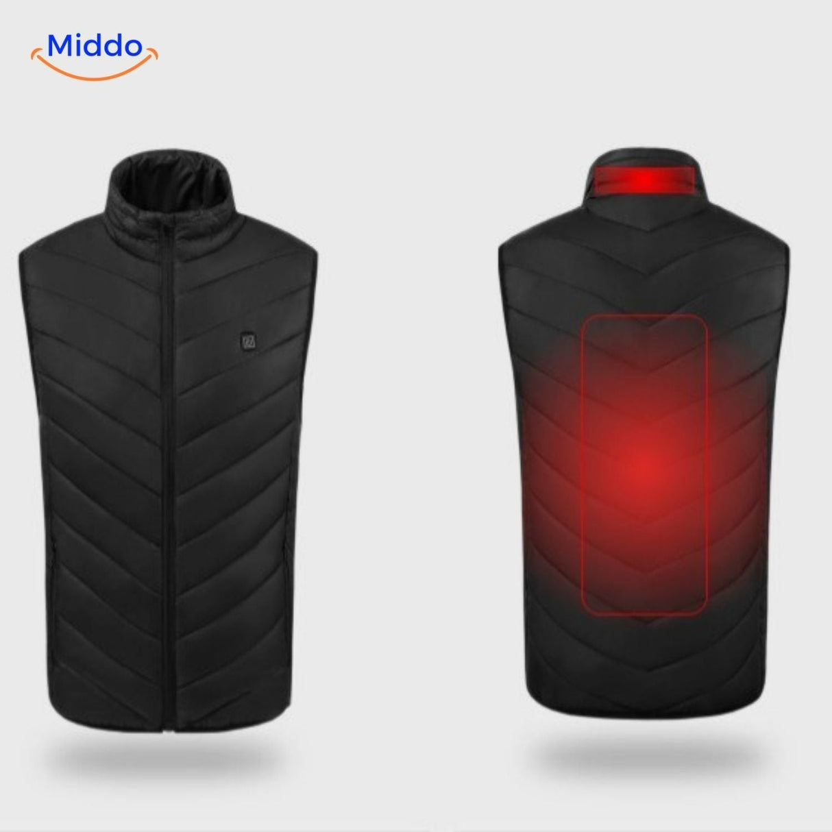 Verwarmde bodywarmer met USB en opstaande kraag