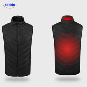 Verwarmde bodywarmer met USB en opstaande kraag