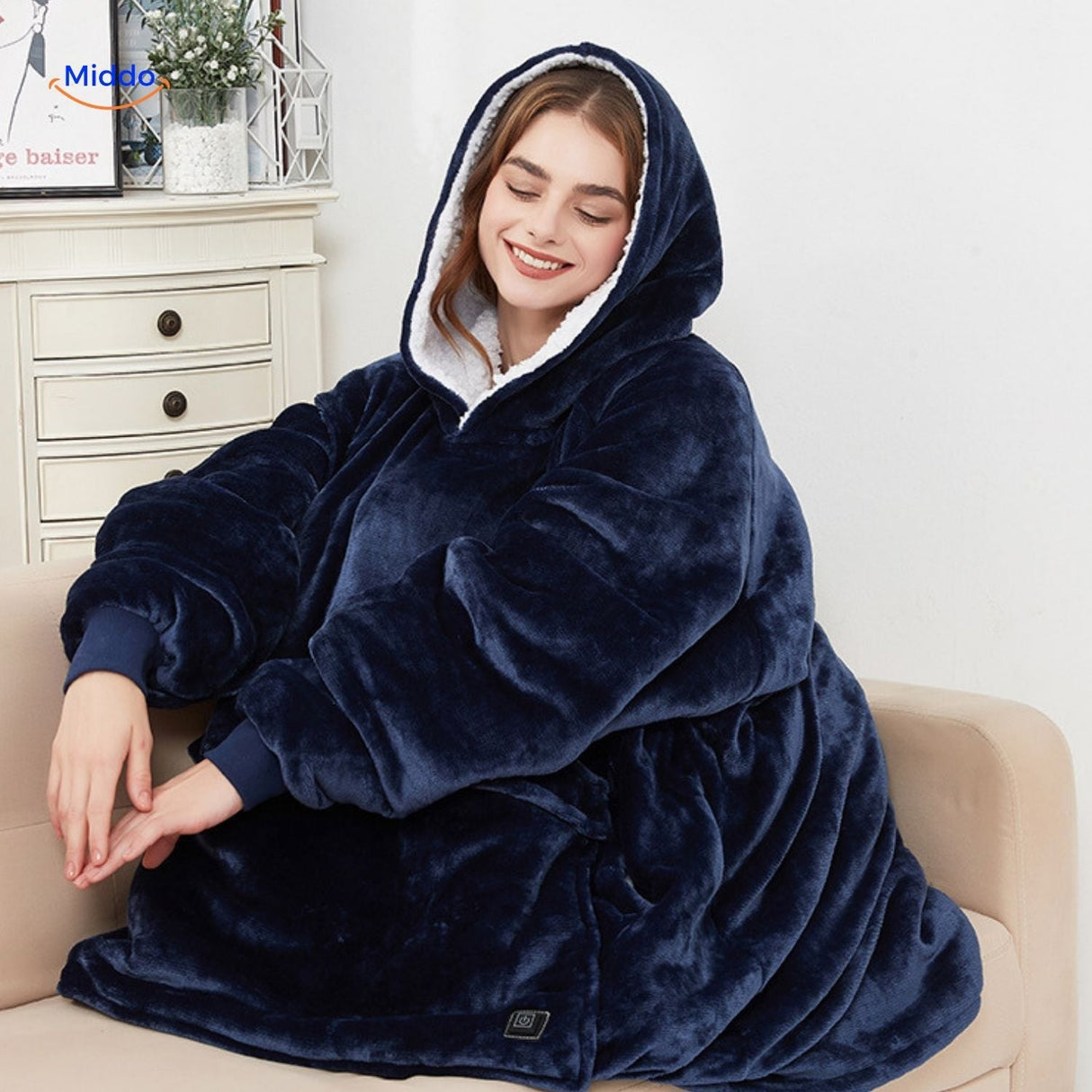 Verwarmde dekenhoodie met USB en zachte fleecevoering