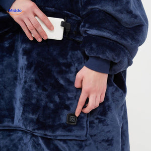 Verwarmde dekenhoodie met USB en zachte fleecevoering