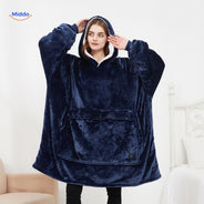 Verwarmde dekenhoodie met USB en zachte fleecevoering, kleur blauw