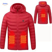 Verwarmde gewatteerde jas met capuchon, 2 tot 15 zones, kleur rood