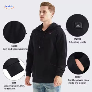 Verwarmde hoodie met USB, 5 of 7 warmtezones