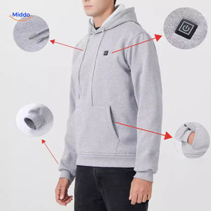 Verwarmde hoodie met USB, 5 of 7 warmtezones
